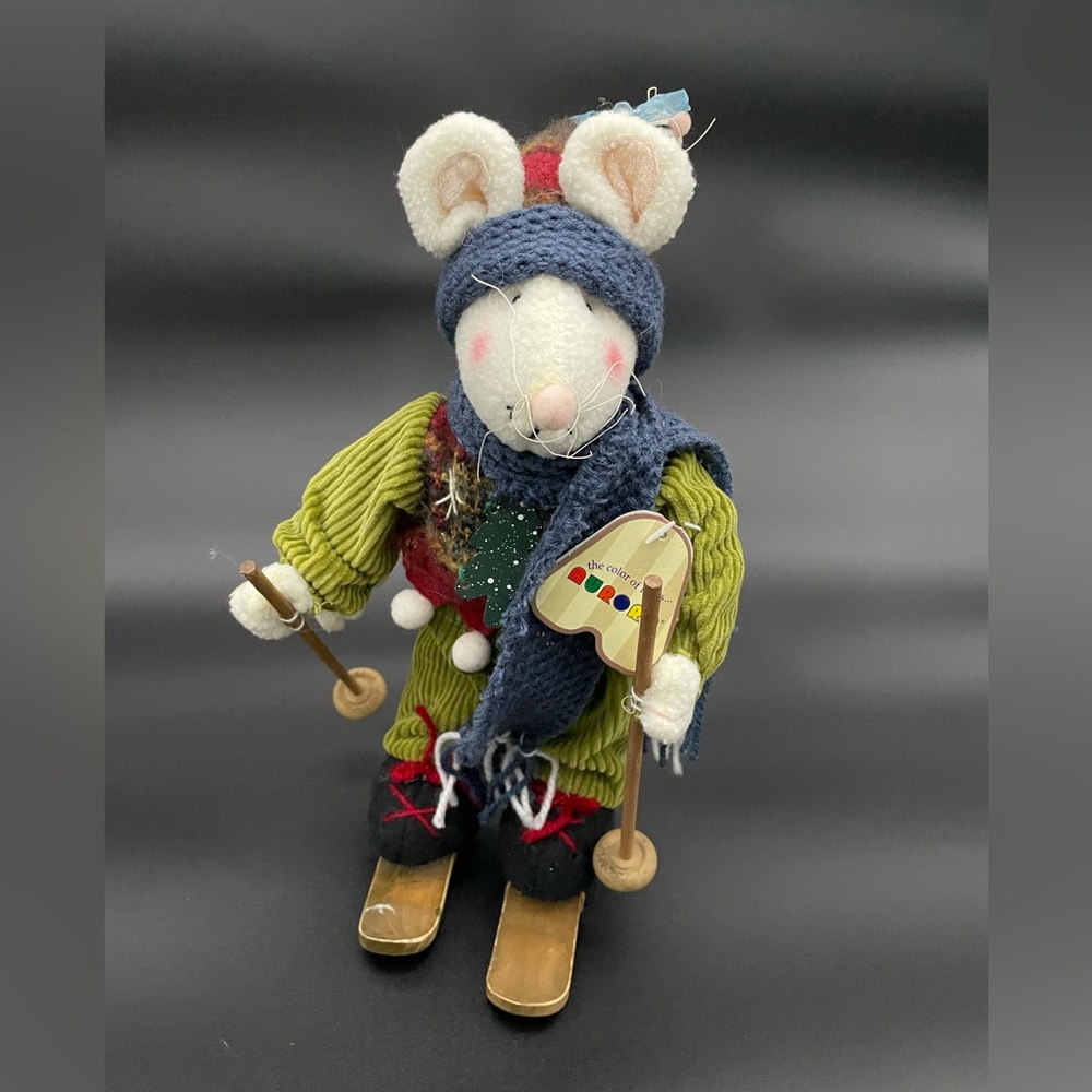 Vintage Aurora Skiing Mouse Plush
